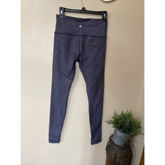 Lululemon Wunder Under Heather Blue Athleisure Crop Leggings Pants Size 6 - Picture 1 of 10